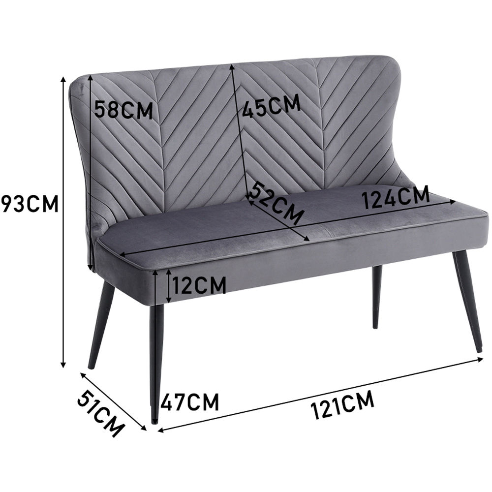Living and Home 2 Seater Grey and Black Upholstered Tufted Dining Bench Image 9