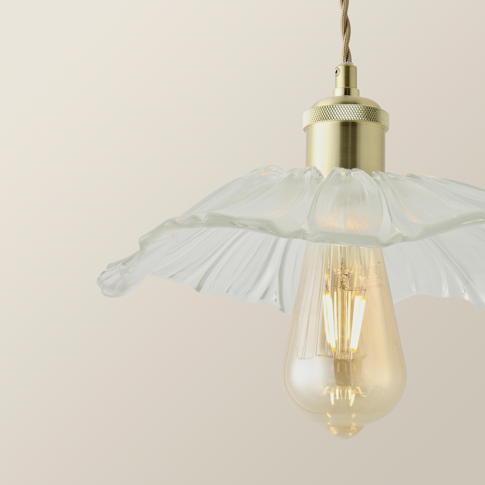 ValueLights Cassia Gold Clear Glass Flower LED Pendant Light Image 3