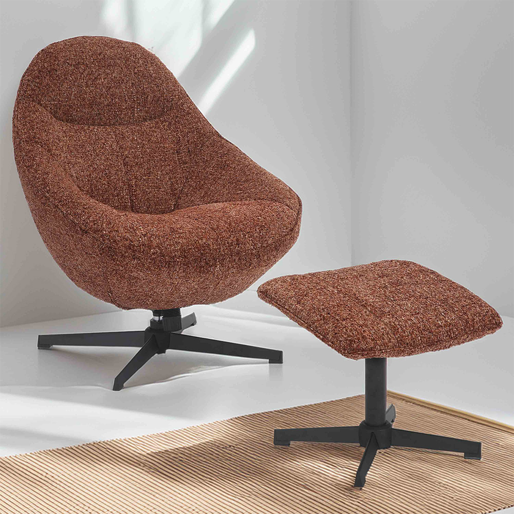 Serene Copper Blush Swivel Lounge Chair and Footstool Set Image 1