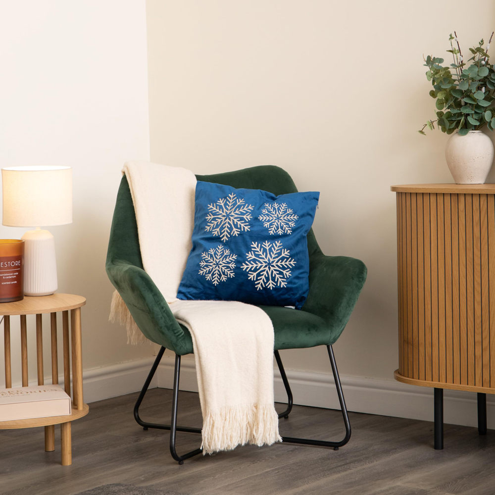 Samuel Alexander Sapphire Snowflake Soft Christmas Cushion 45 x 45cm Image 3