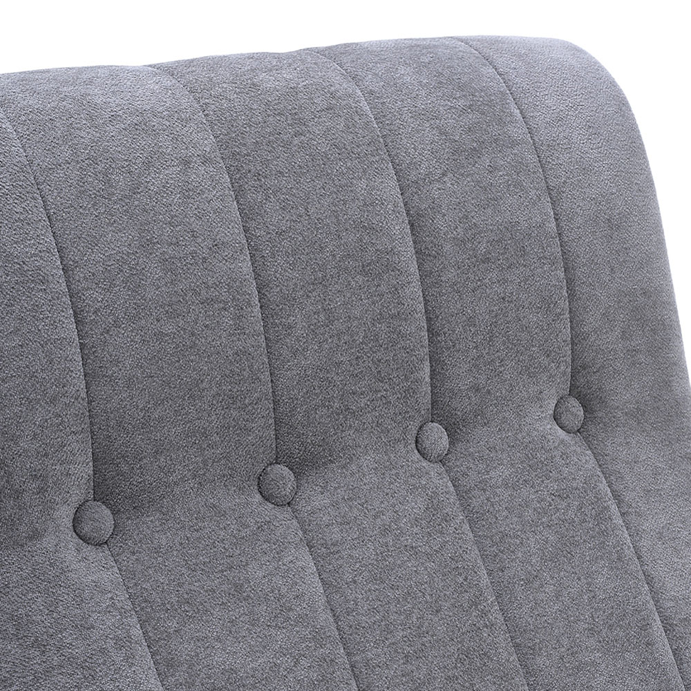Living and Home Grey Velvet Upholstered Tufted Rocking Chair Image 4