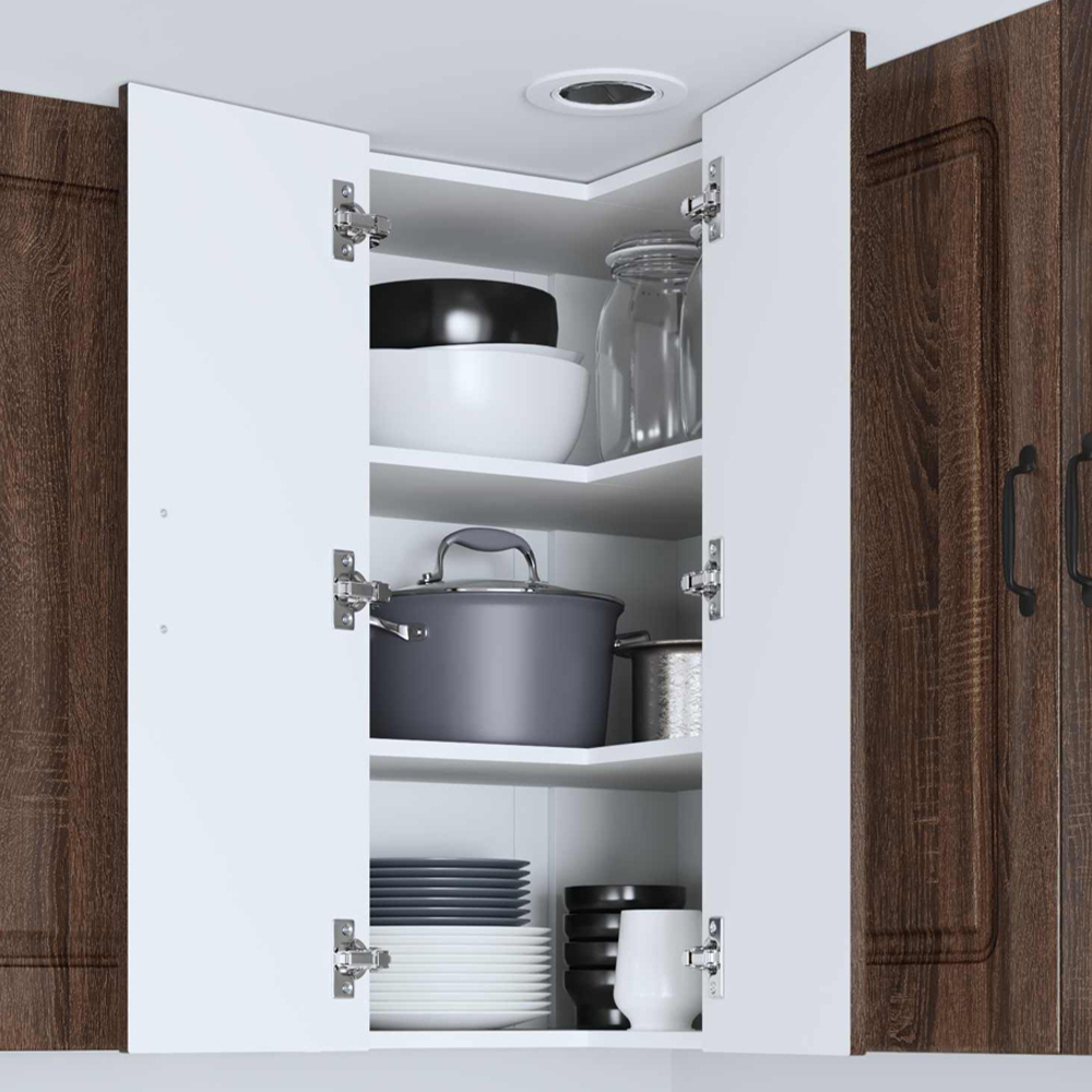 vidaXL 2 Door Brown Oak Kitchen Wall Corner Cabinet Image 1