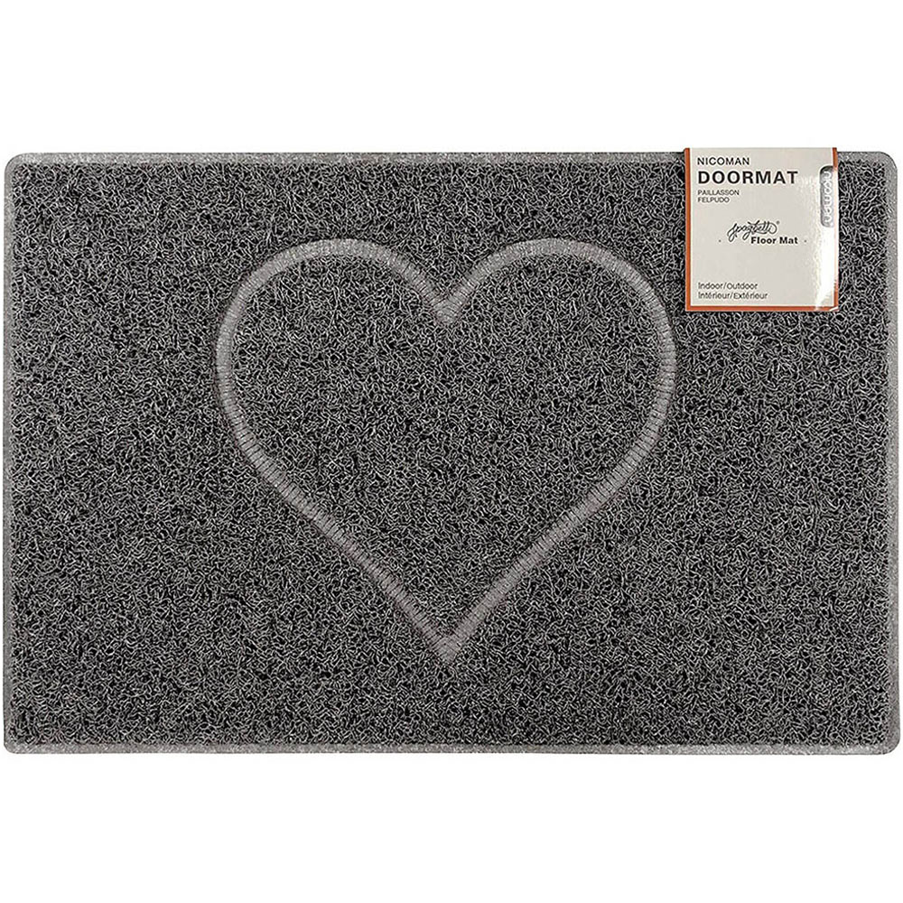 Oseasons Grey Heart Embossed Doormat 75 x 44cm Image 1