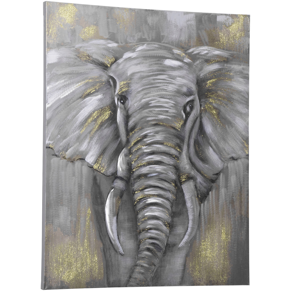 HOMCOM Hand-Painted Grey African Elephant Wall Art Canvas 100 x 80cm Image 1