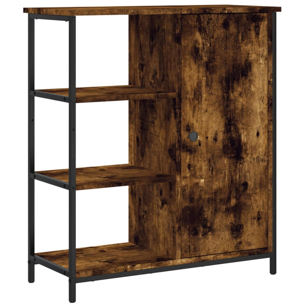 vidaXL Single Door 3 Open Shelf Smoked Oak Sideboard Image 2