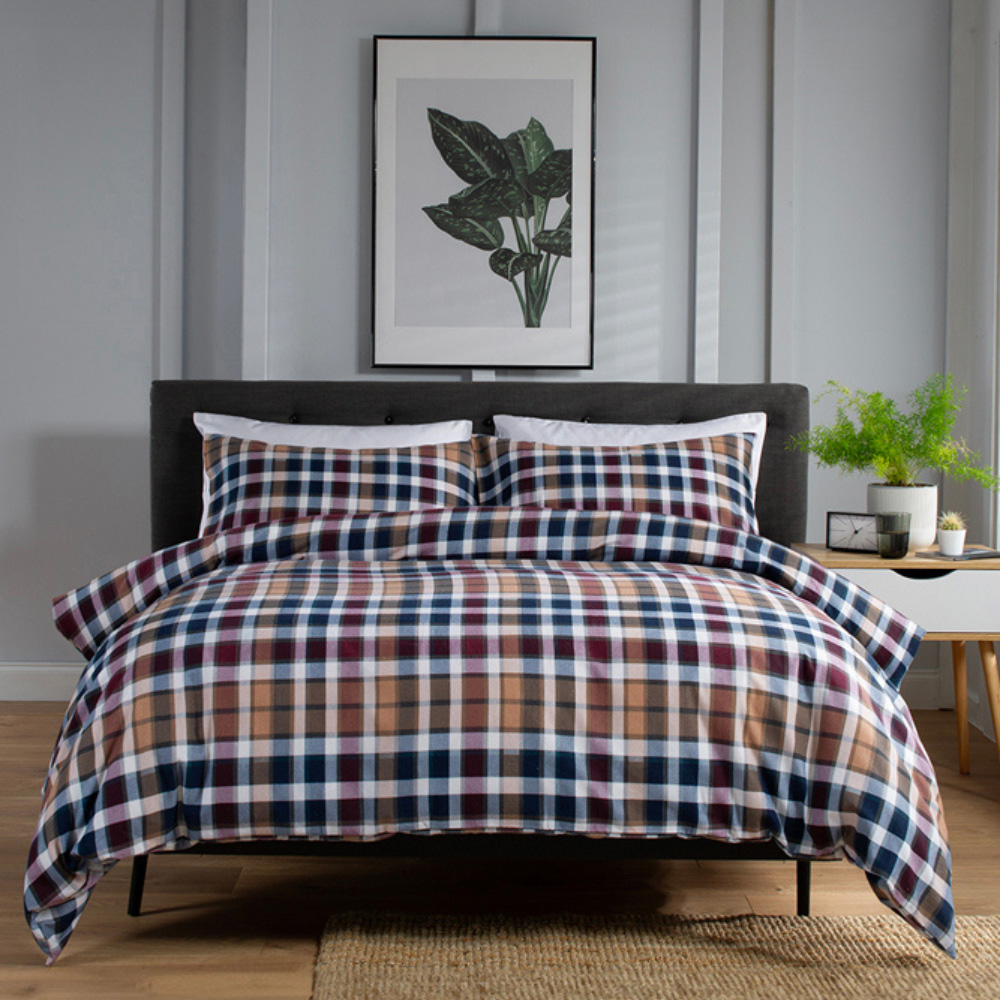 The Lyndon Company Super King Size Newbury Check Duvet Set Image 1