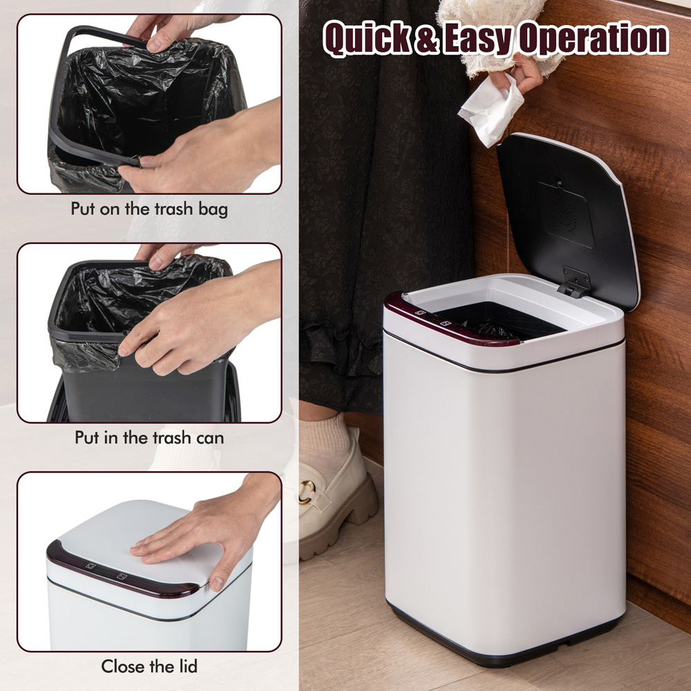 Costway White Intelligent Touchless Bin 13L Image 5