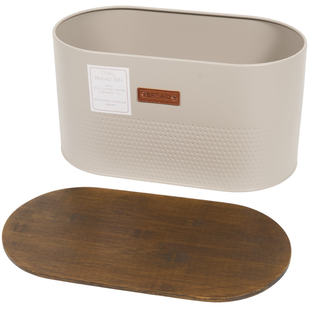 Oval Embossed Bread Bin Greige Image 4