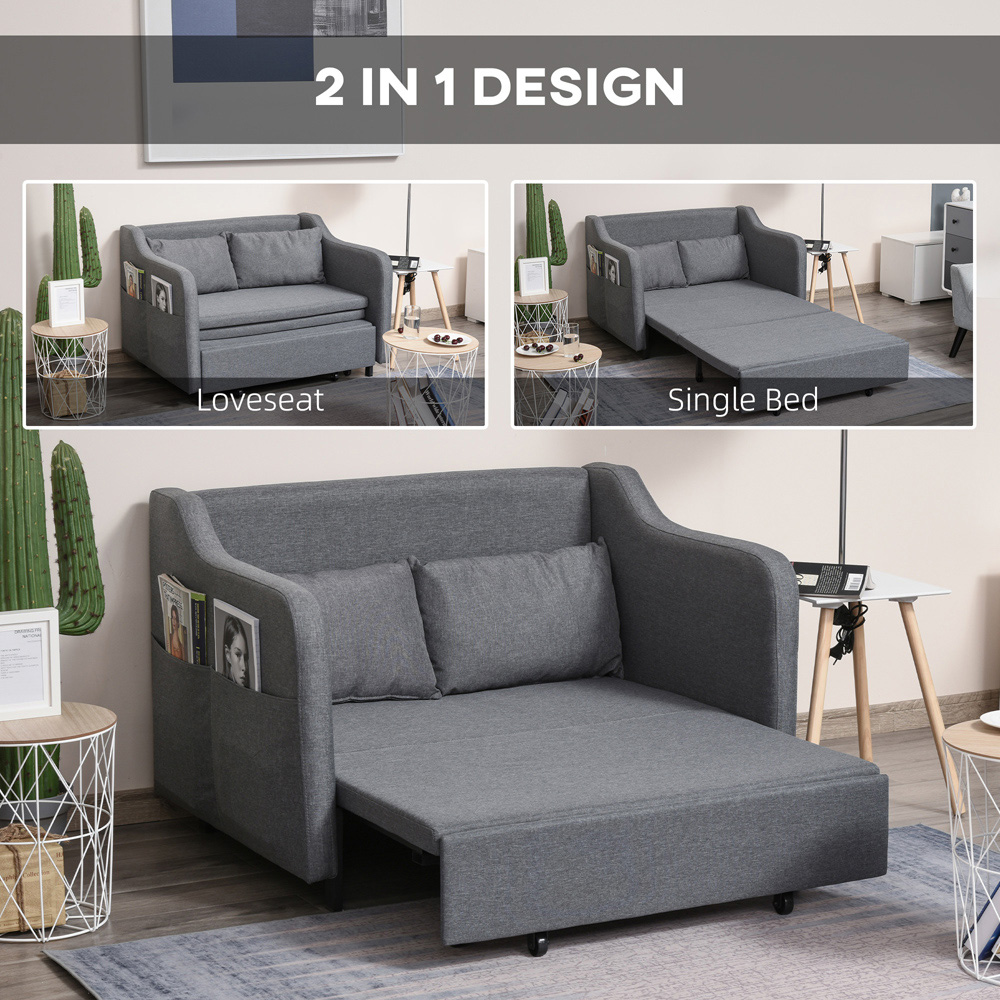 Portland Single Seater Grey Fabric Sofa Bed Image 5