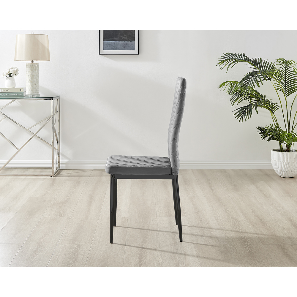 Furniturebox Valera Set of 4 Grey and Black Velvet Dining Chair Image 4