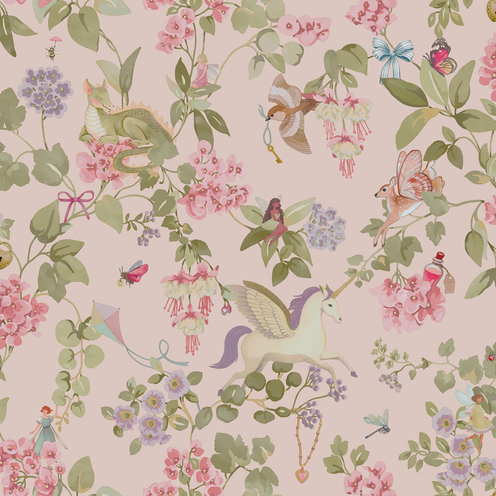 Holden Decor Away with the Fairies Pink Wallpaper Image 1