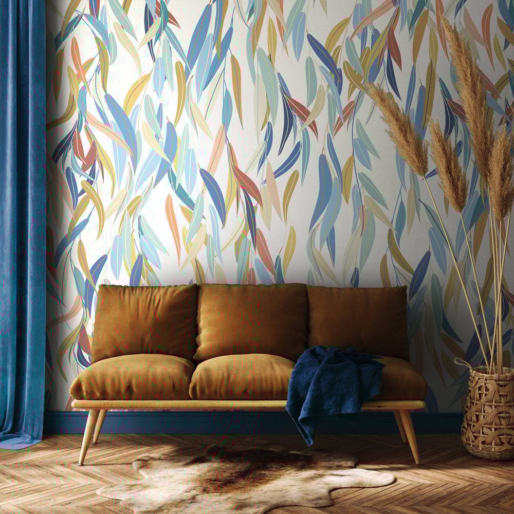Origin Murals Willow Trees Blue Wall Mural Image 1
