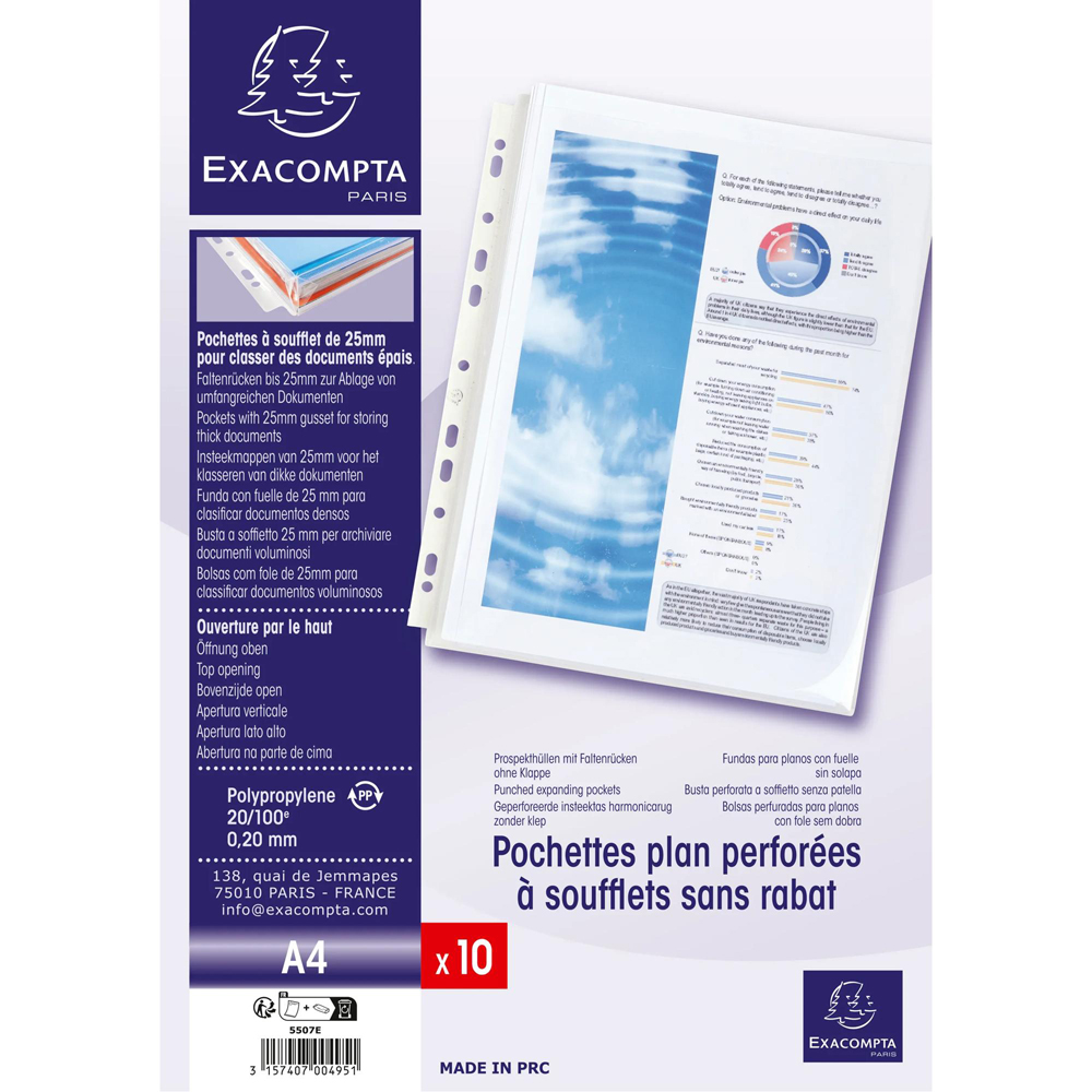 Exacompta Crystal Expanding Top Open Pocket 10 x 5 Pack Image 6