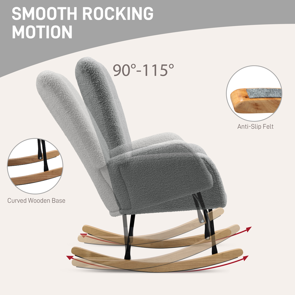 Portland Grey Modern Rocking Chair with Backrest Image 7