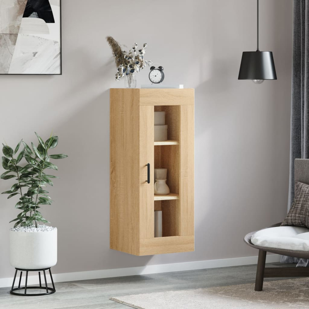 vidaXL Single Door Smoked Oak Wall Mounted Cabinet Image 9