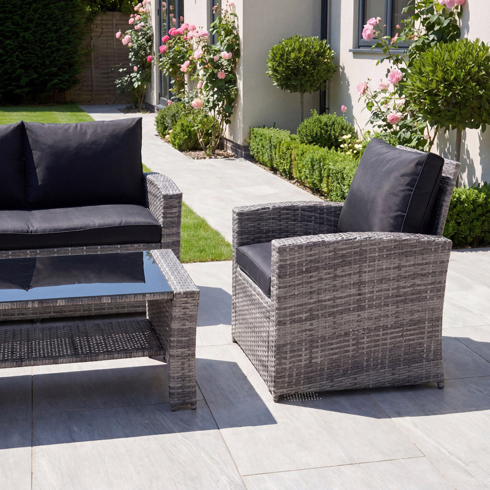 Artemis Home Pallini 4 Seater Black and Grey Rattan Patio Set Image 3
