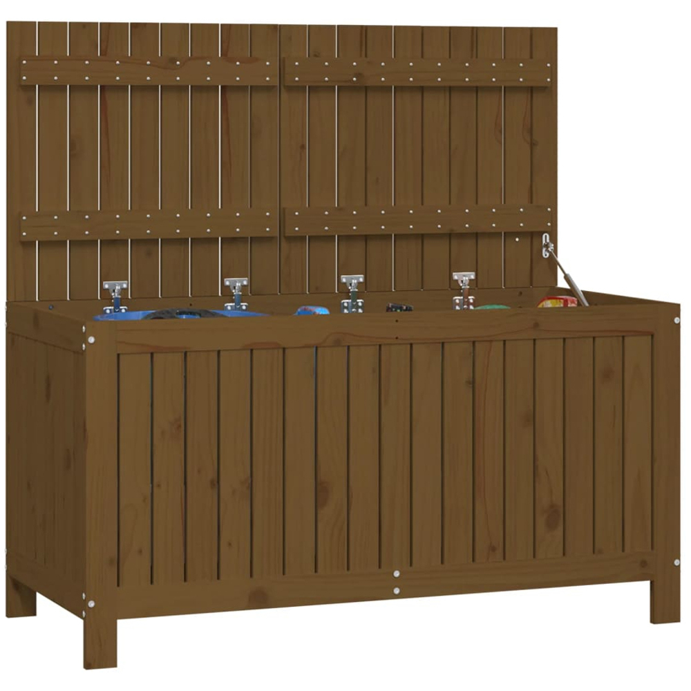 vidaXL 64 x 121 x 55cm Brown Pine Wood Garden Storage Box Image 4