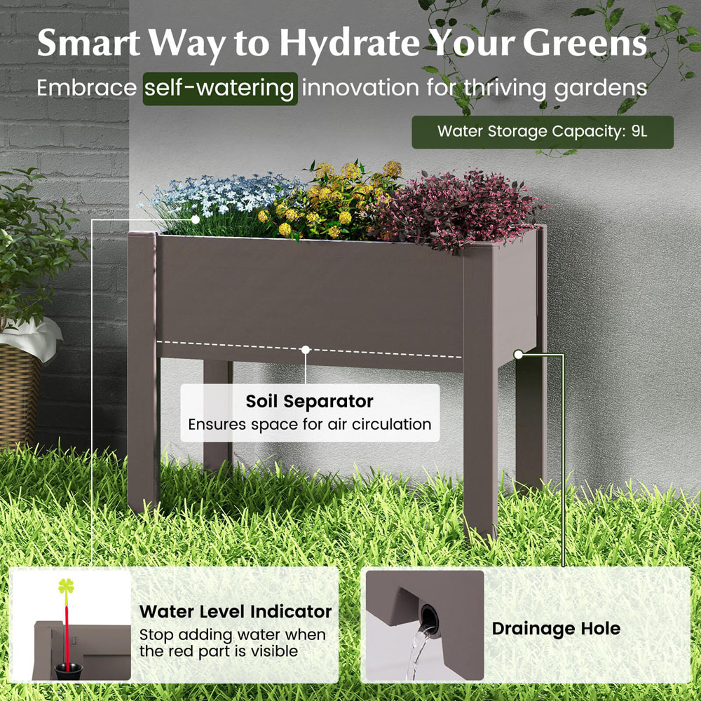 Costway Coffee Raised Bed with Drainage Hole 53L Image 5