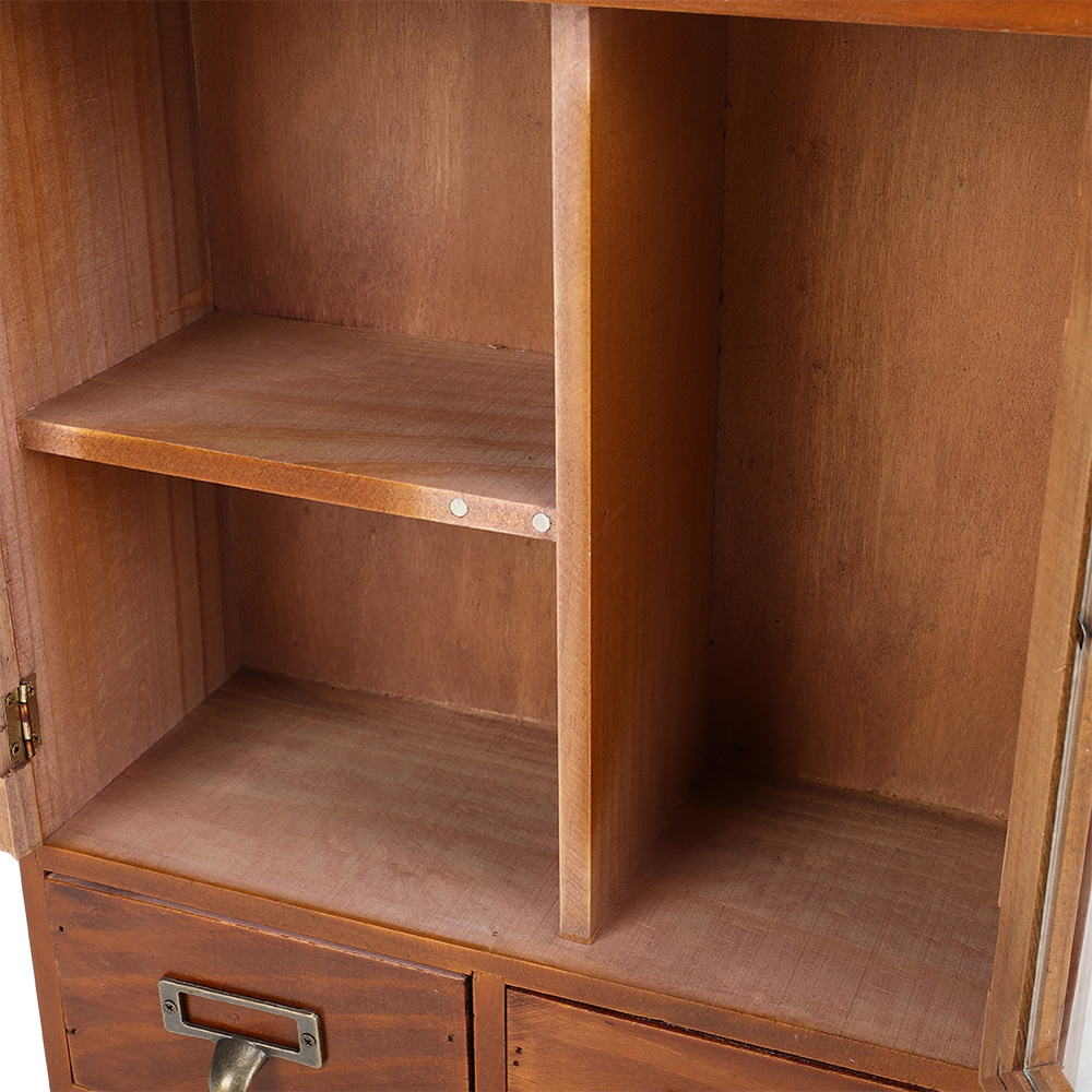 Living and Home 2 Door 2 Drawer Vintage Wooden Desktop Organiser Image 6