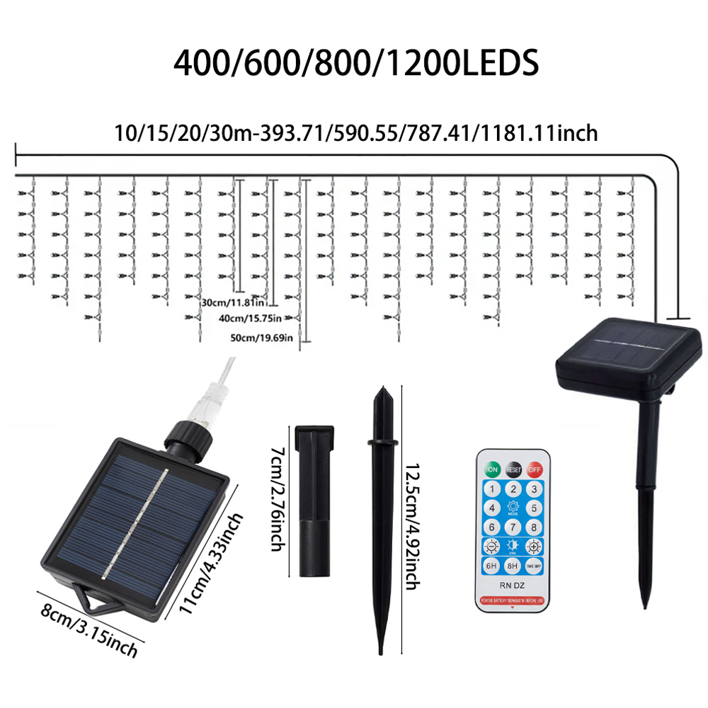 Living and Home 800 Multicolour LED Solar Powered Icicle String Lights with Remote Control 20m Image 7