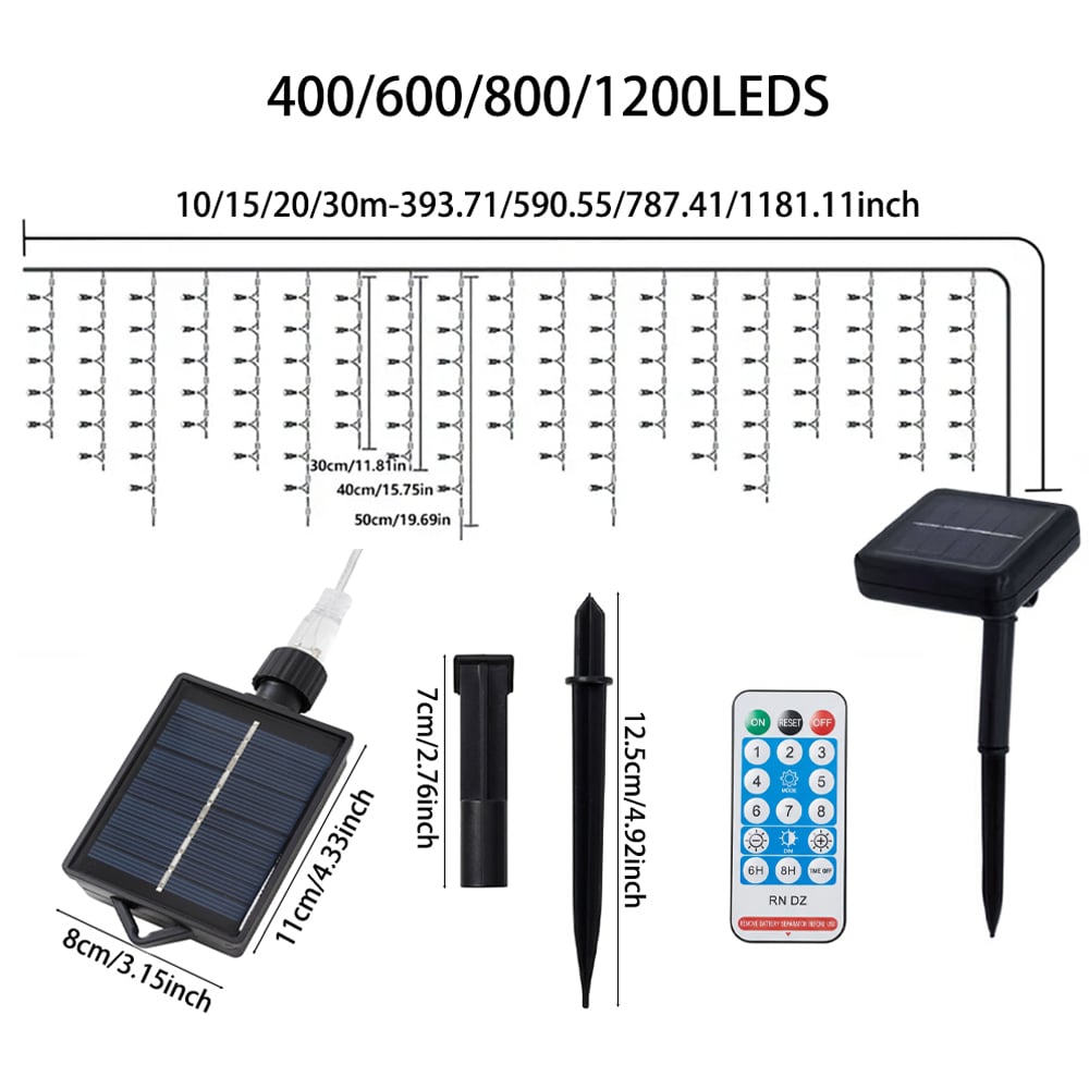 Living and Home 1200 Multicolour LED Solar Powered Icicle String Lights with Remote Control 30m Image 7