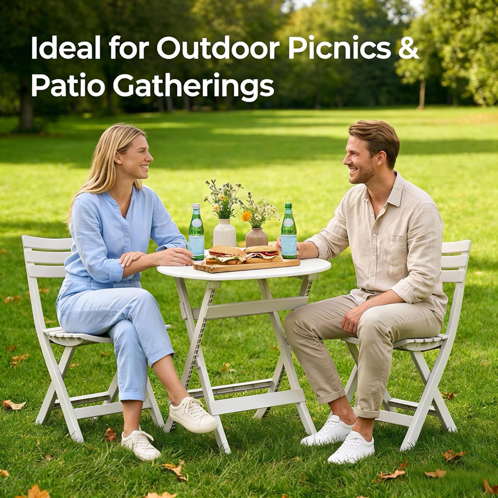 Alivio 2 Seater White Foldable Bistro Set Image 6