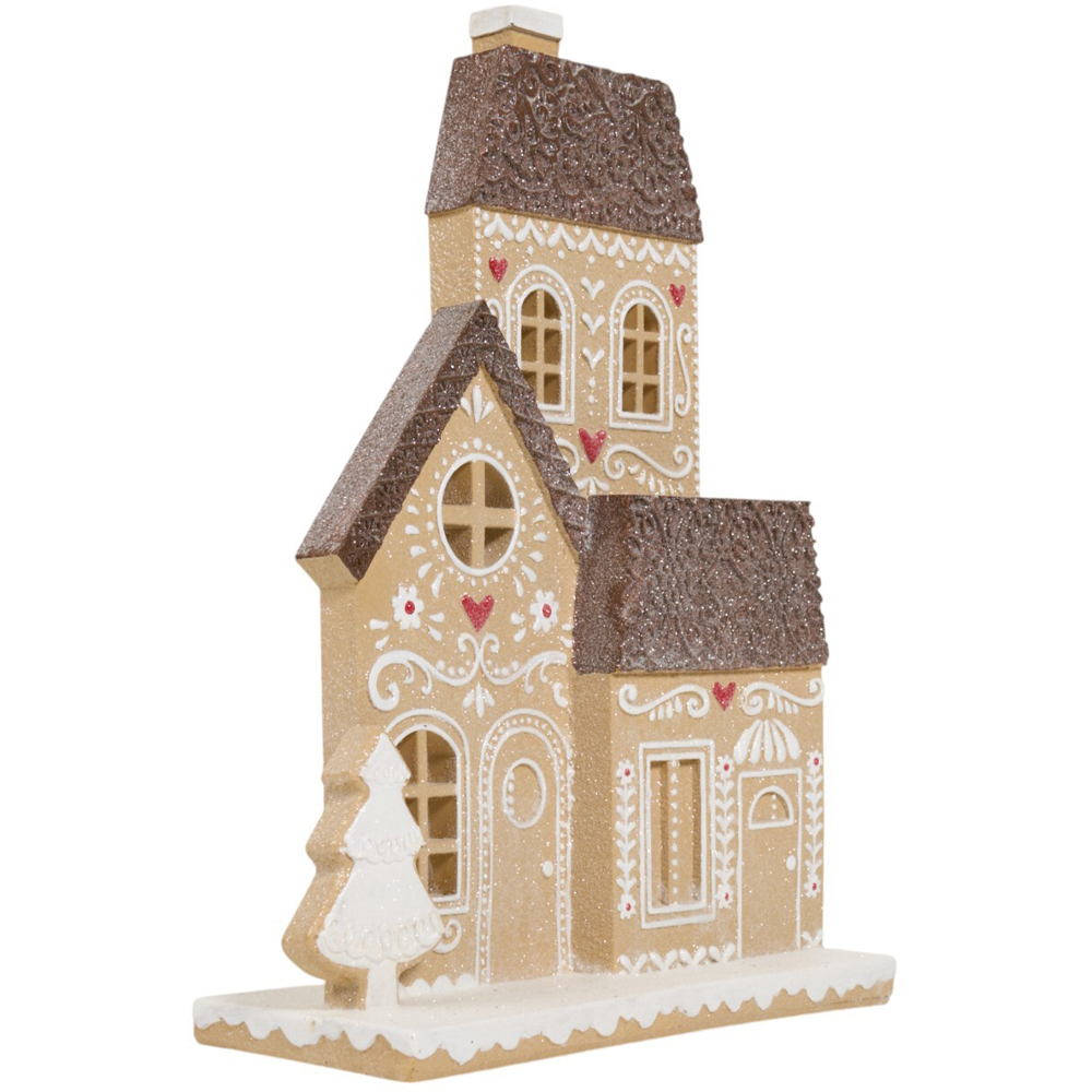 Frosted Gingerbread House Standing DecorationNatural Image 2