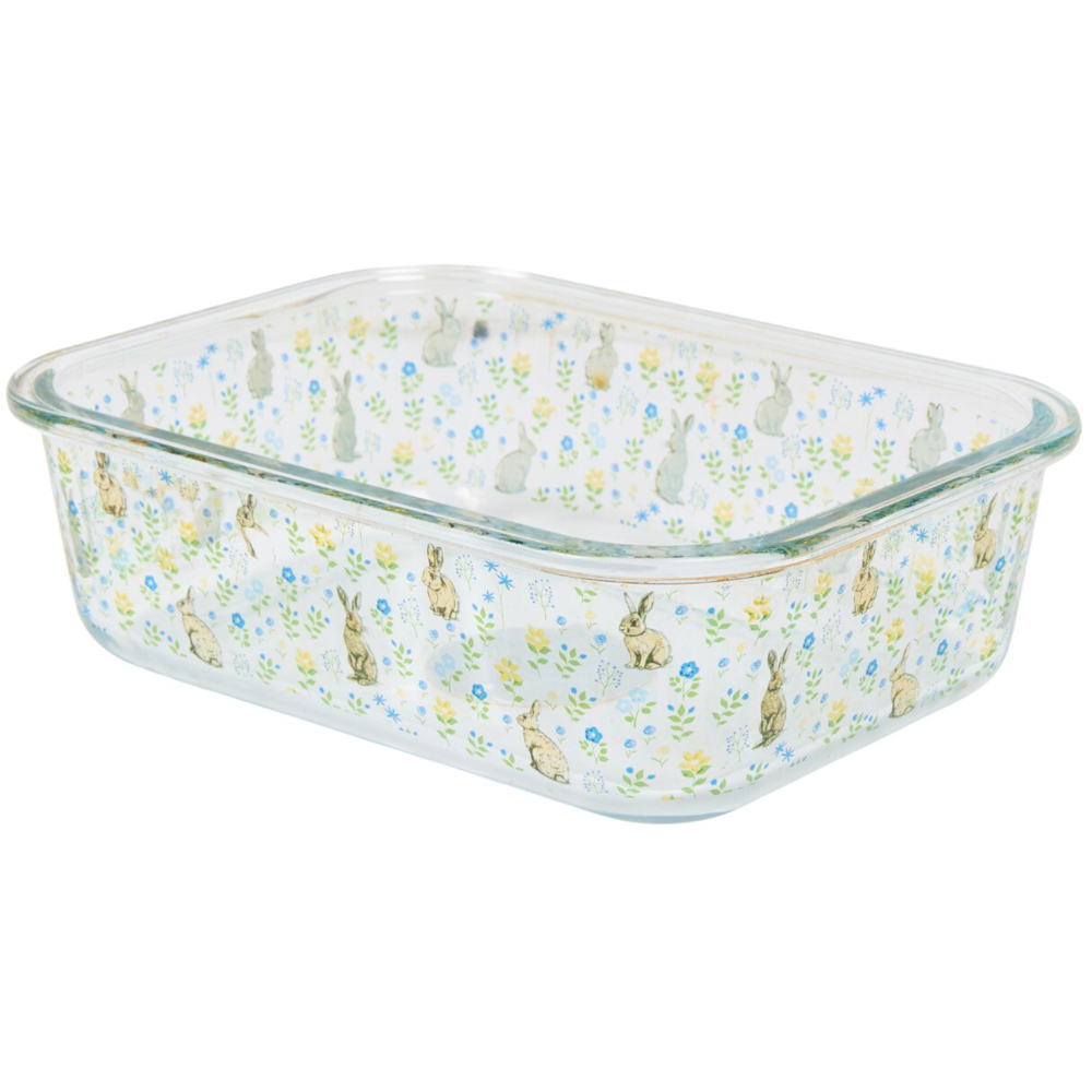 Floral Bunny Glass Lunch Box Clear Image 2