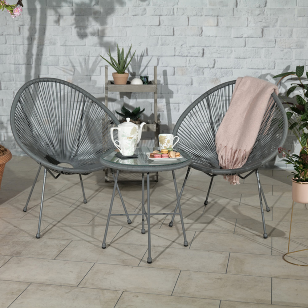 Monaco 2 Seater Egg Bistro Set Grey Image 1