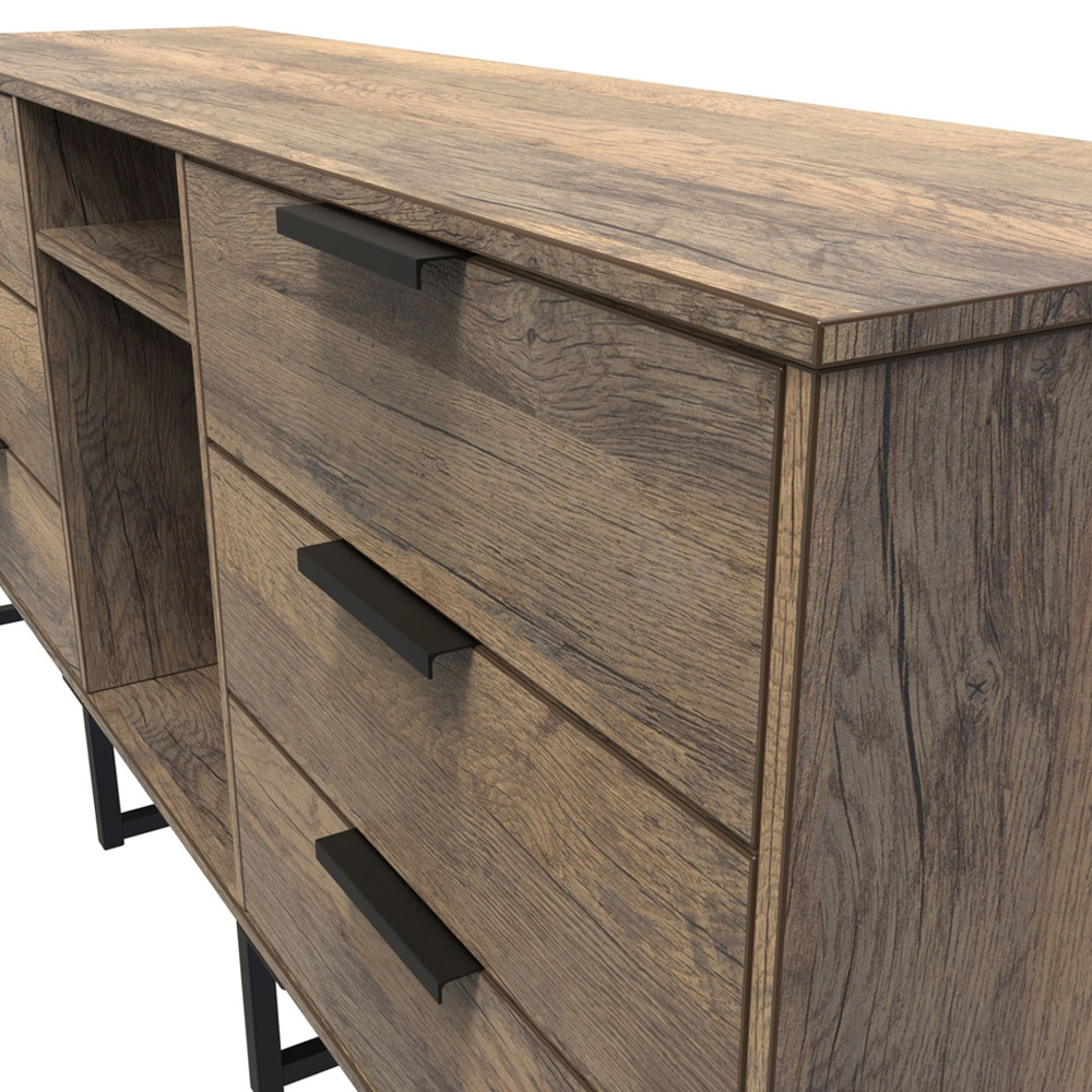 Crowndale Hong Kong 6 Drawer Vintage Oak Media Unit Image 6