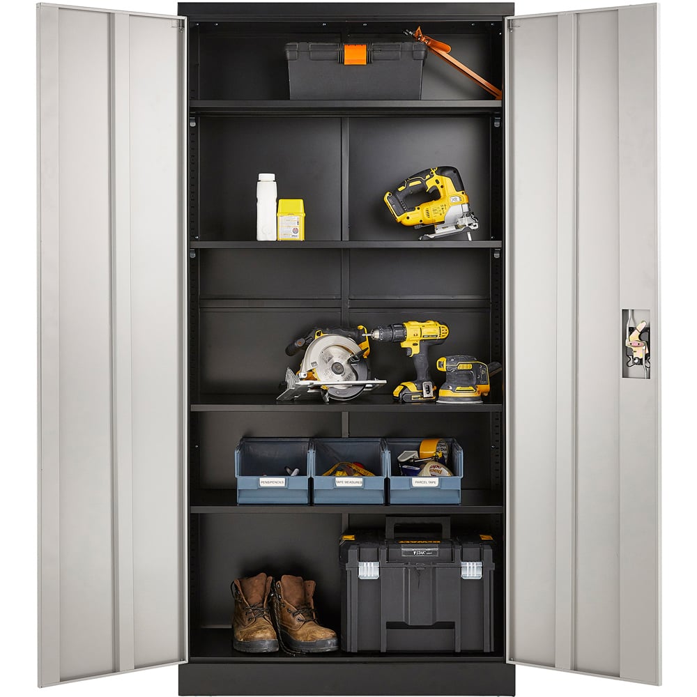 MMT Furniture Designs 2 Door Grey and Black Steel Lockable Filing Cabinet Image 5