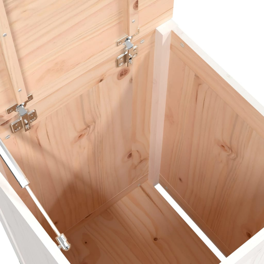vidaXL White Solid Pine Wood Laundry Basket 44 x 44 x 66cm Image 6
