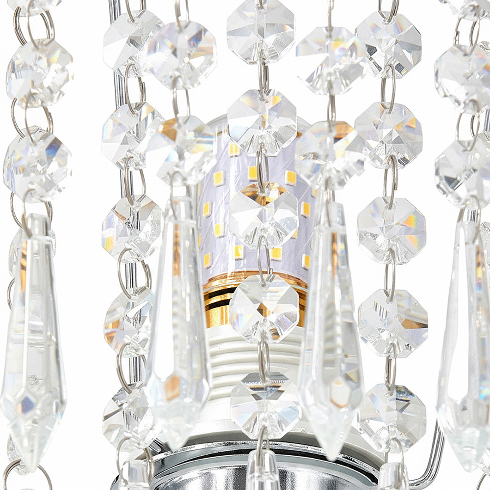 Living and Home E27 Screw Silver Crystal Beaded Shade Table Lamp 39cm Image 5