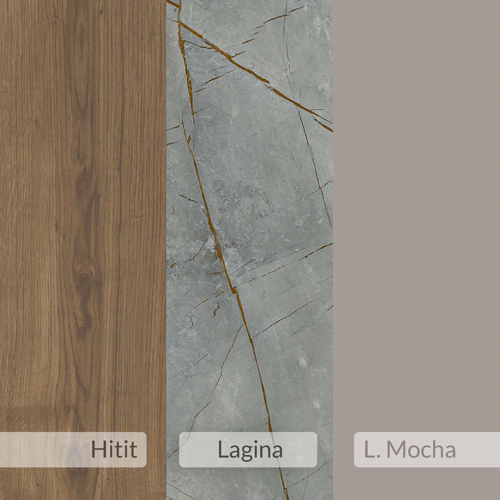 Decortie Muju Mocha Grey Oak and Gold Marble Effect Modern C Shaped Side Table Image 8