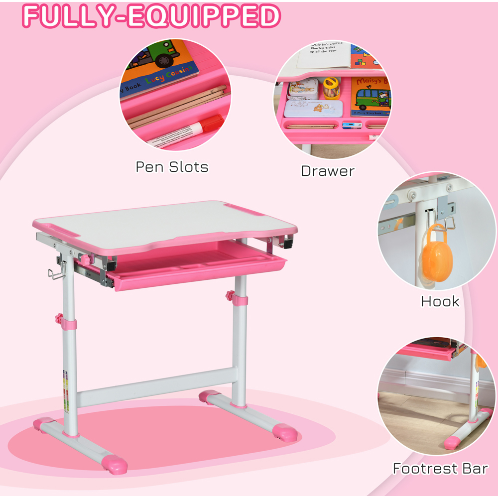 Playful Haven 2 Piece Kids Desk and Chair Set Pink Image 5