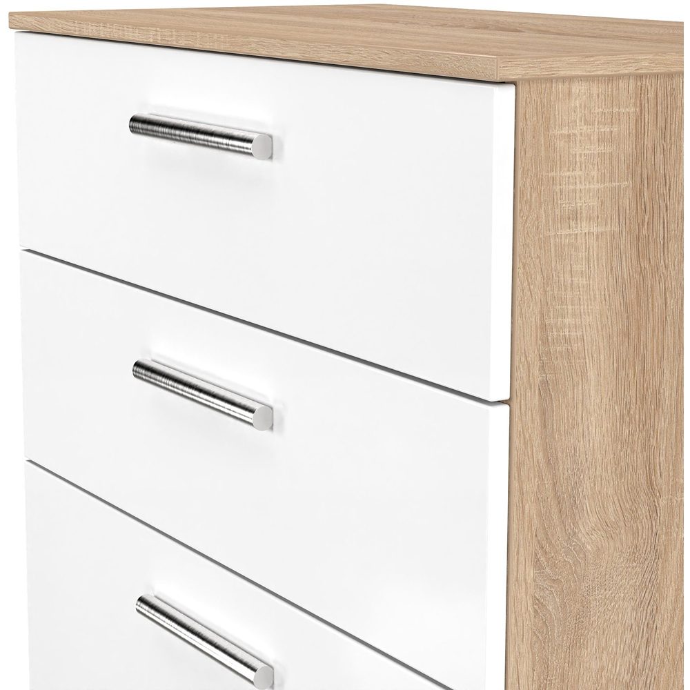 Crowndale Contrast 4 Drawer White Matt and Bardolino Oak Deep Chest of Drawers Ready Assembled Image 5