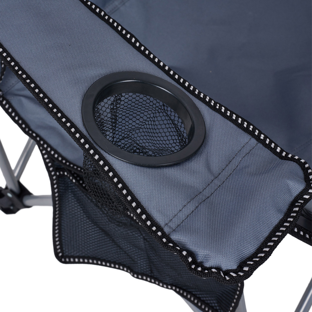 Living and Home Grey Folding Camping Recliner Chair with Footrest Image 6