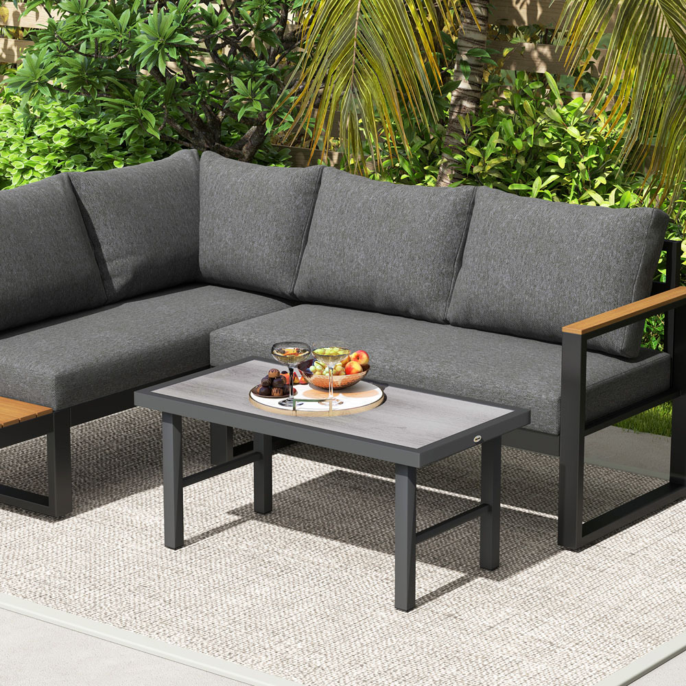 Outsunny Grey Wood Effect Garden Coffee Table Image 3