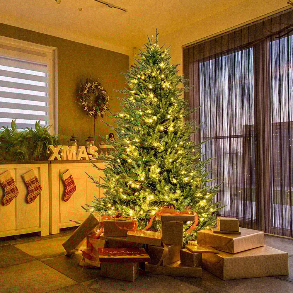 Costway Pre Lit Warm White LED Artificial Christmas Tree 6ft Image 2