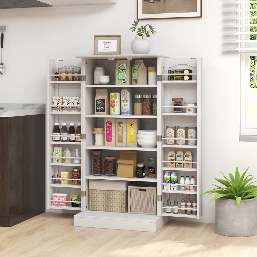 Costway 2 Door White Kitchen Pantry Cabinet Image 3
