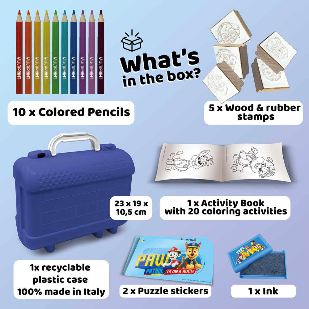 Multiprint Nickelodeon Paw Patrol Kids Travel Colouring and Stamp Set Image 2