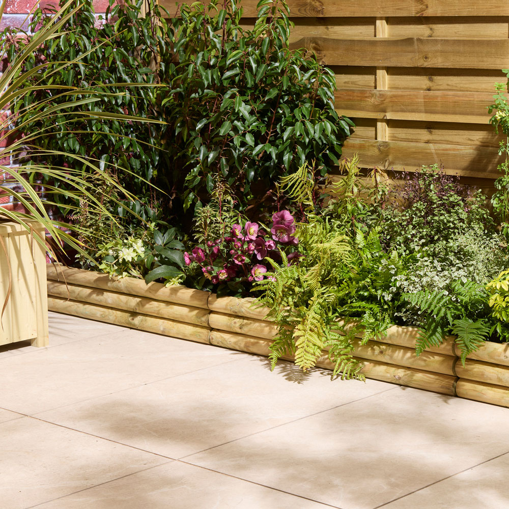 Rowlinson 18 x 100cm 2 Pack Horizontal Half-Round Log Lawn Edging Image 2