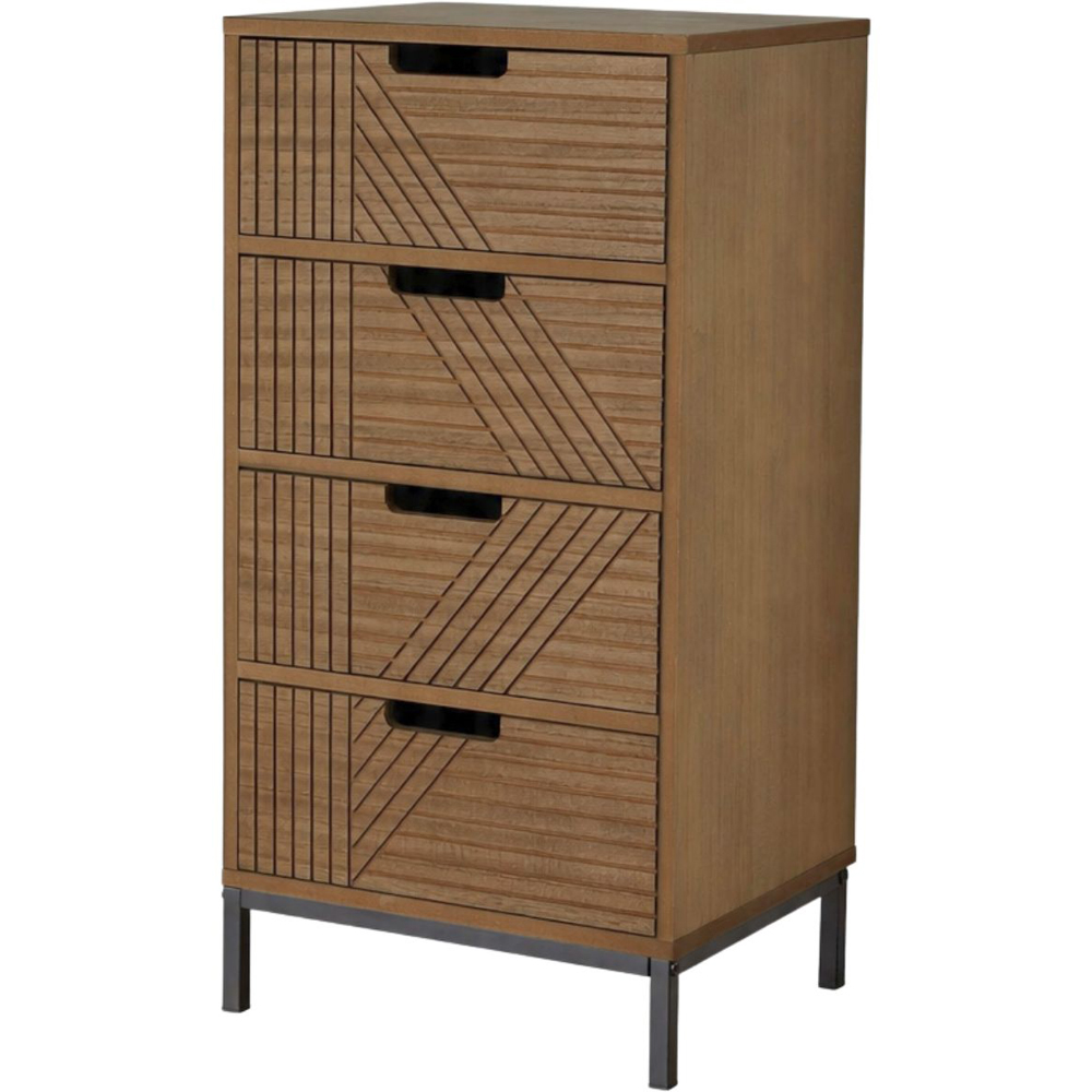Home Source Mundesley 3 Drawer Wooden Geometric Storage Unit Image 2