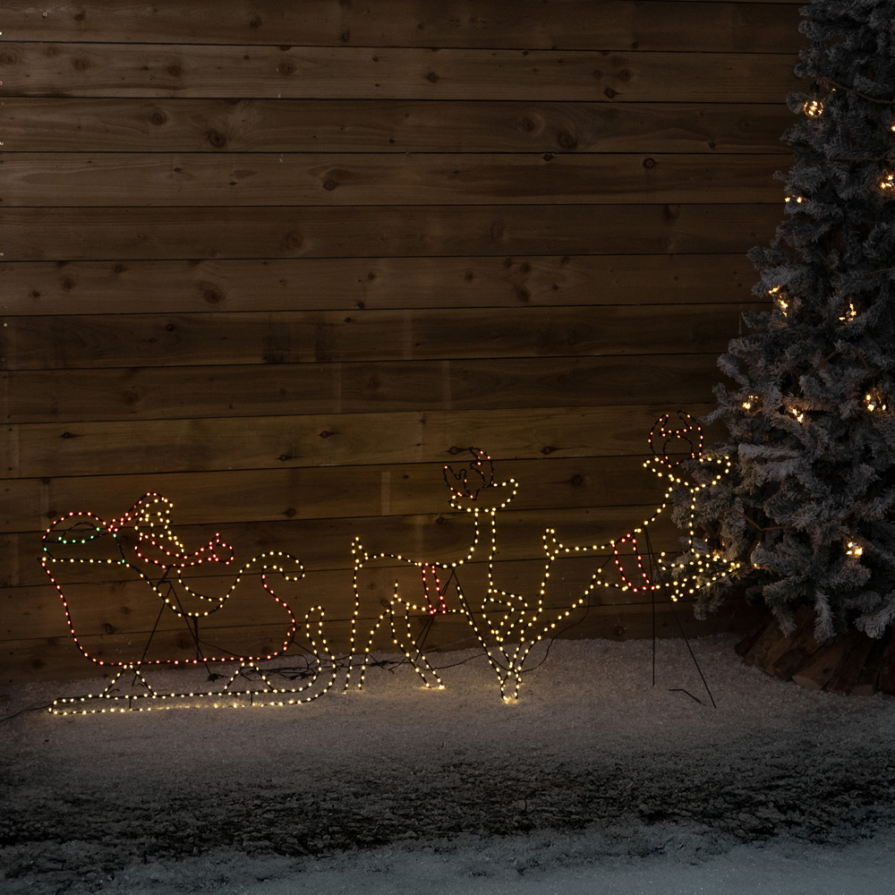 Samuel Alexander 662 Multicolour LED Light-Up Santas Sleigh and Reindeer Christmas Silhouette 78cm Image 3