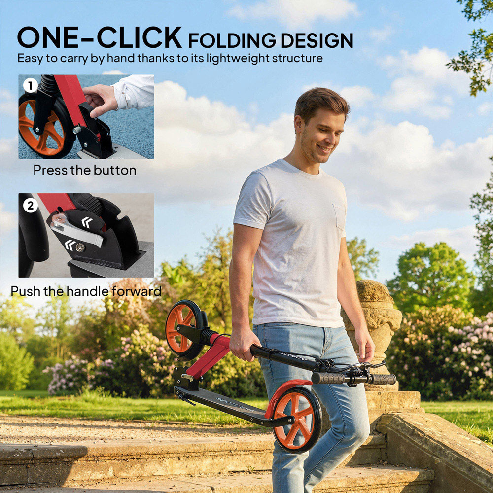 HOMCOM Red Adjustable Folding Kick Scooter Image 5