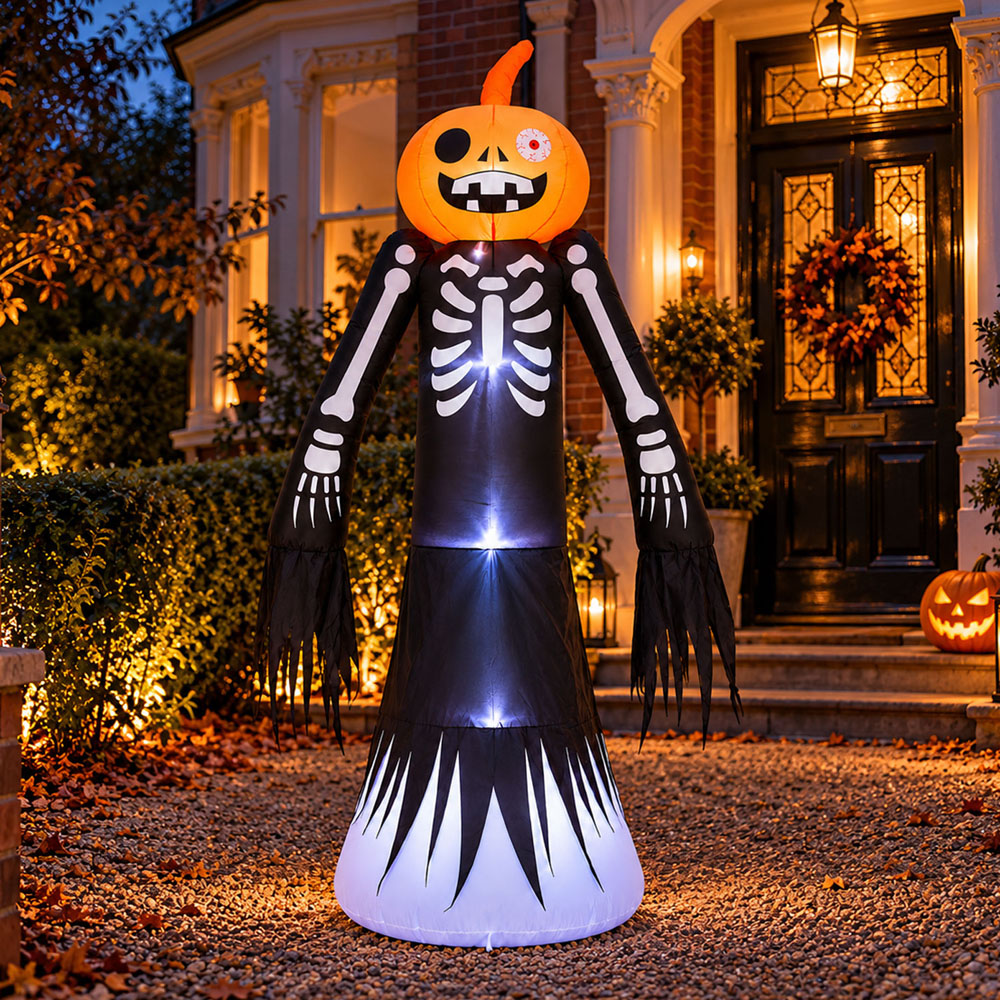 Neo Halloween Inflatable Pumpkin Skeleton Decoration with LED Lights 8.2ft Image 2