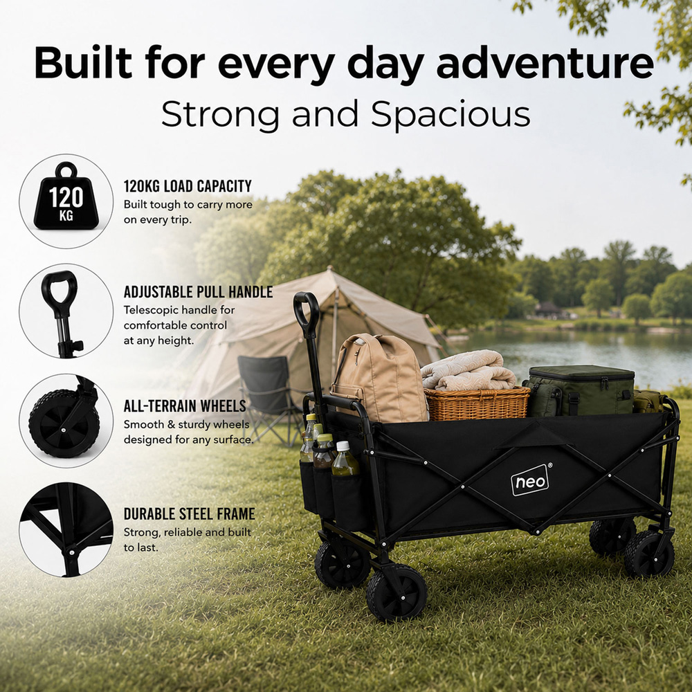 Neo Direct 140L Black Heavy Duty Folding Garden Trolley Cart Image 7