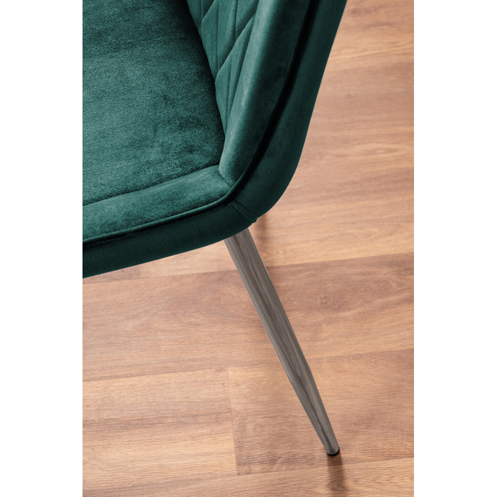 Furniturebox Cesano Set of 2 Green and Chrome Velvet Dining Chair Image 8