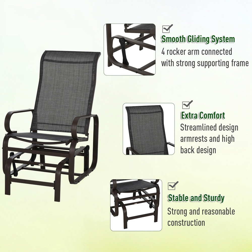 Outsunny Set of 2 Outdoor Rocking Swing Chair with Tea Table Image 5