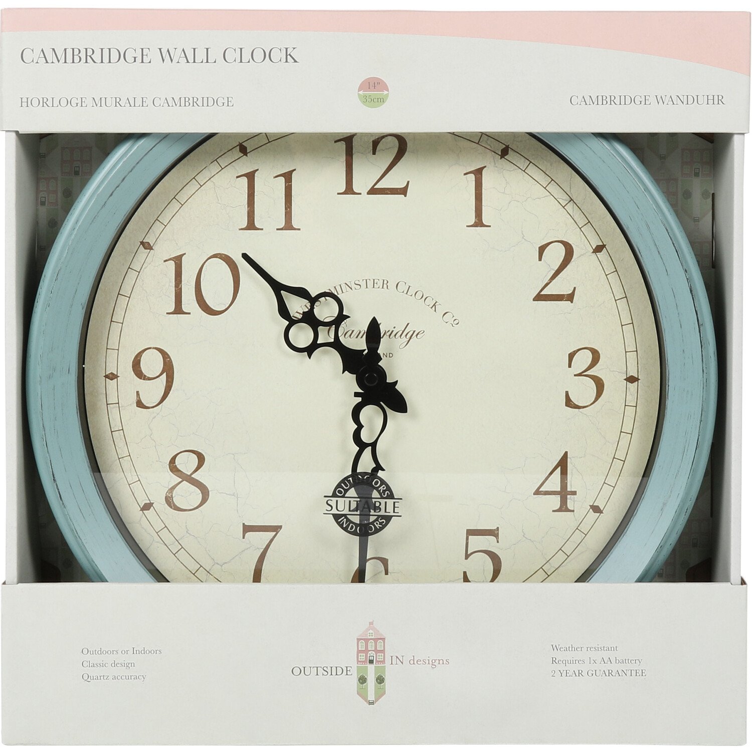 Cambridge Round Wall Clock 35cm Image 1